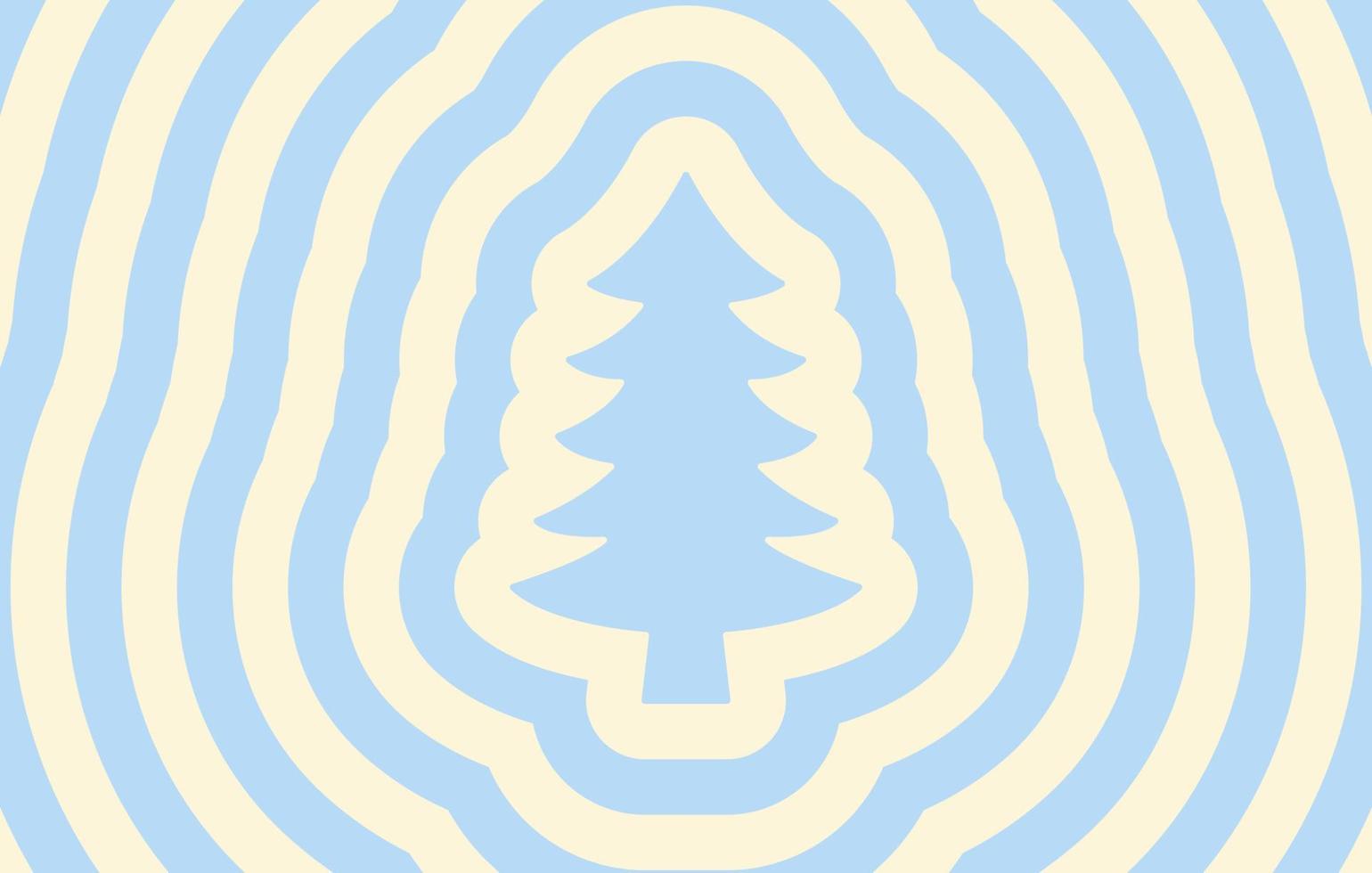 Retro horizontal monochrome background with repeating silhouette christmas tree. Trendy vector hippie print in style 70s, 80s. Pastel colors