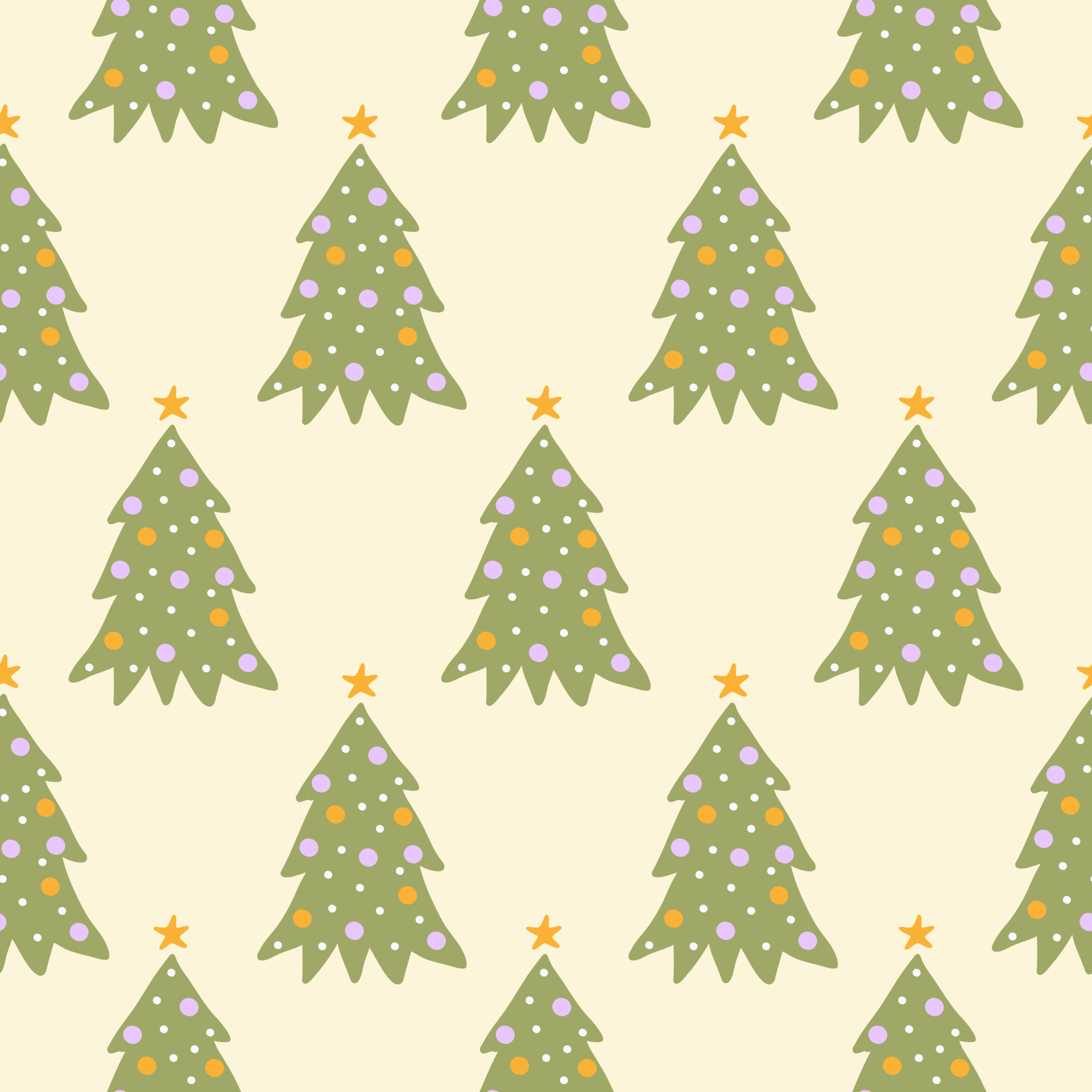 Retro Groovy Christmas tree vector seamless pattern. Vintage print ...