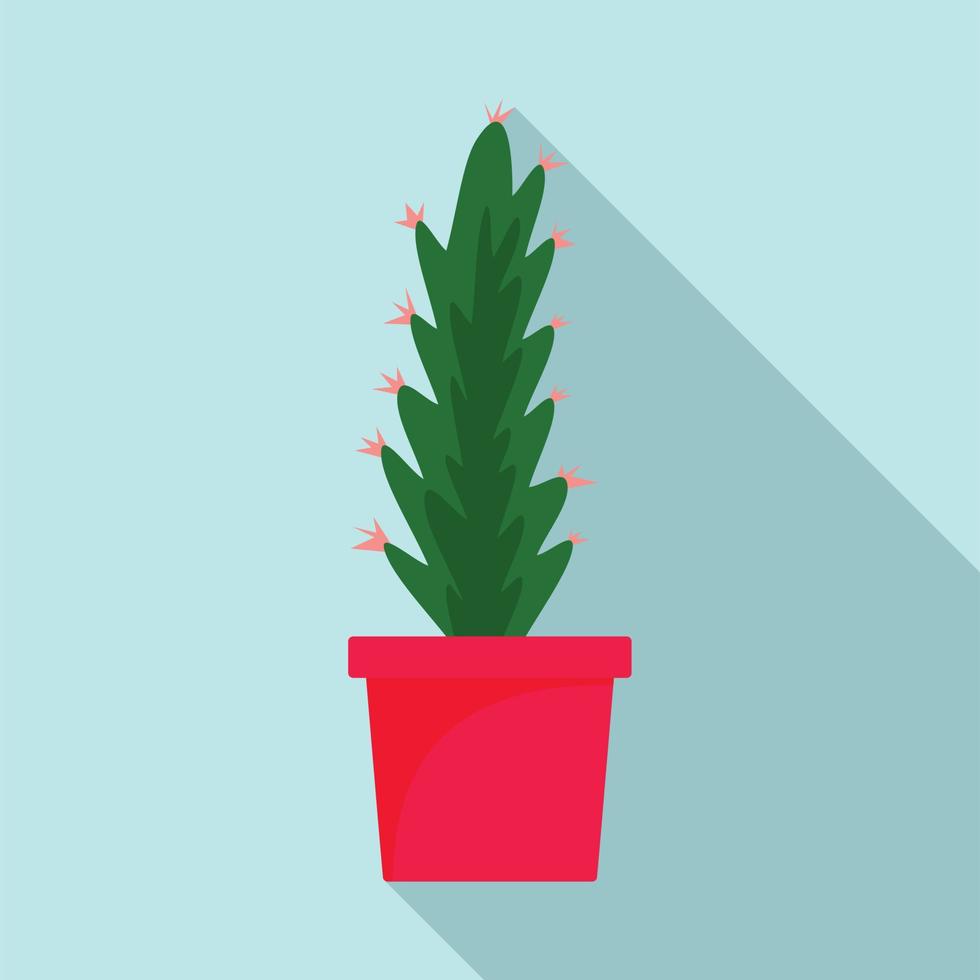 Cactus pot icon, flat style vector