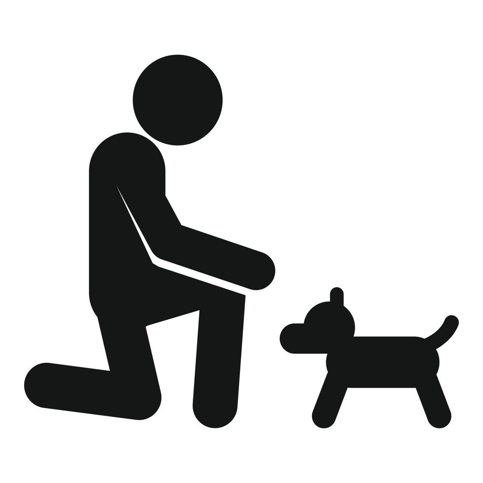 el hombre adopta un icono de perro, estilo simple vector