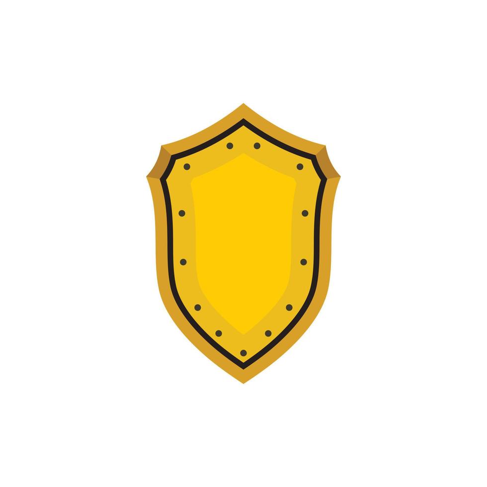 Golden shield icon in flat style vector