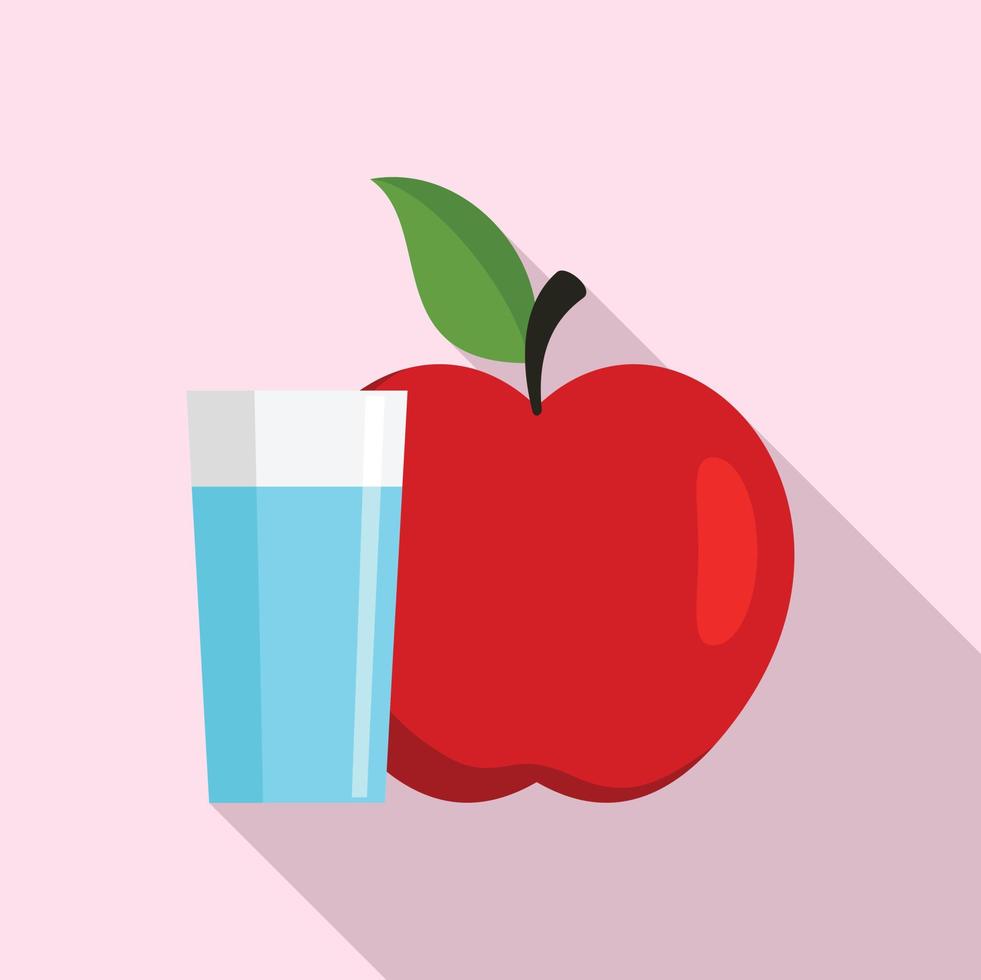 icono de manzana fresca de vaso de agua, estilo plano vector