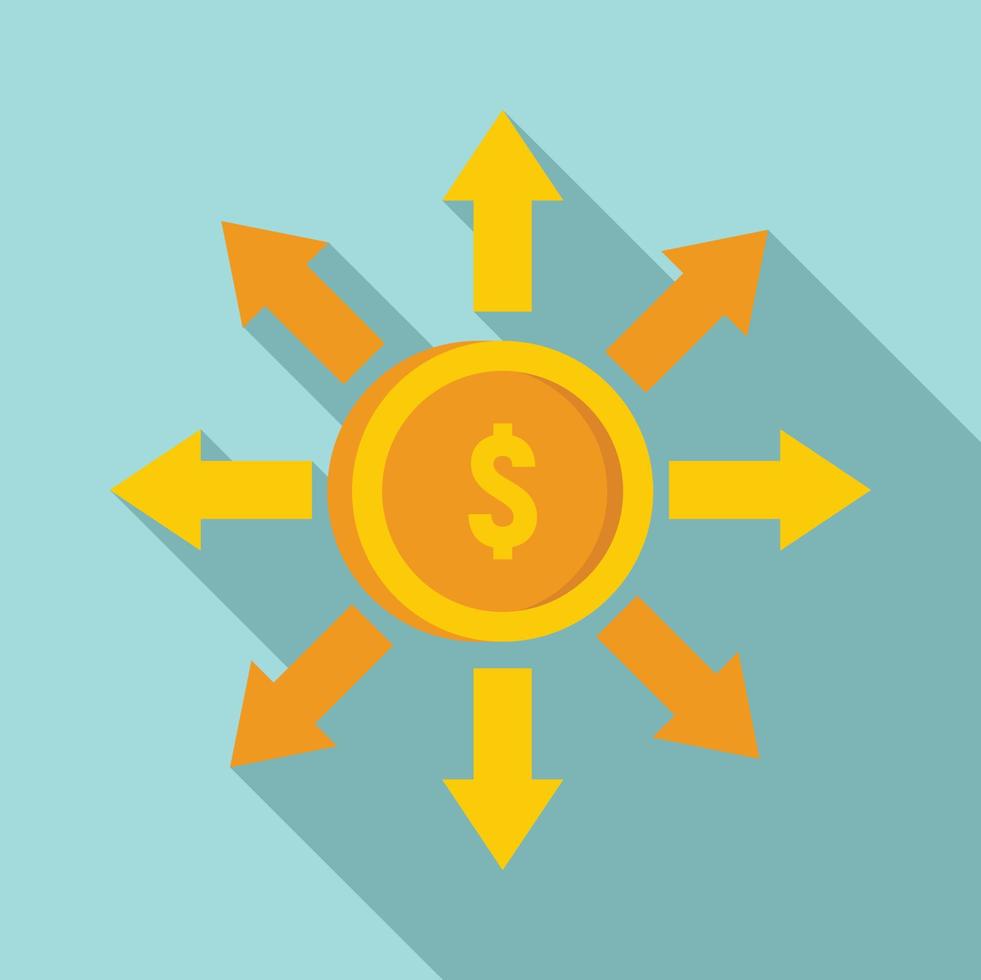 icono de moneda de oro de crowdfunding, estilo plano vector