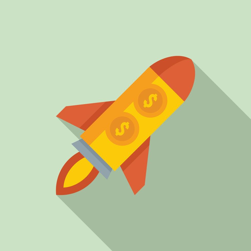 Crowdfunding rocket icon, flat style vector