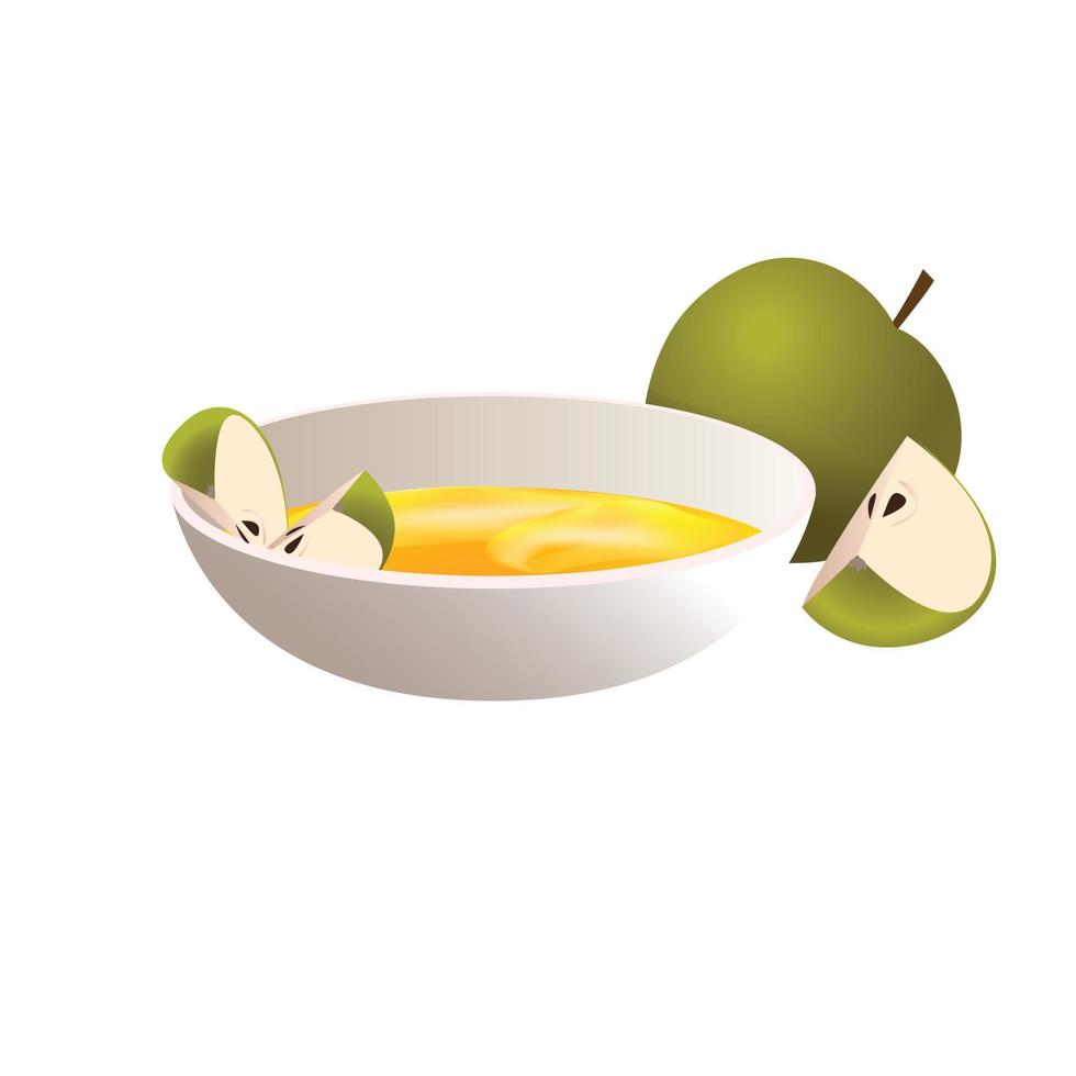 icono de miel de manzana verde, estilo de dibujos animados vector