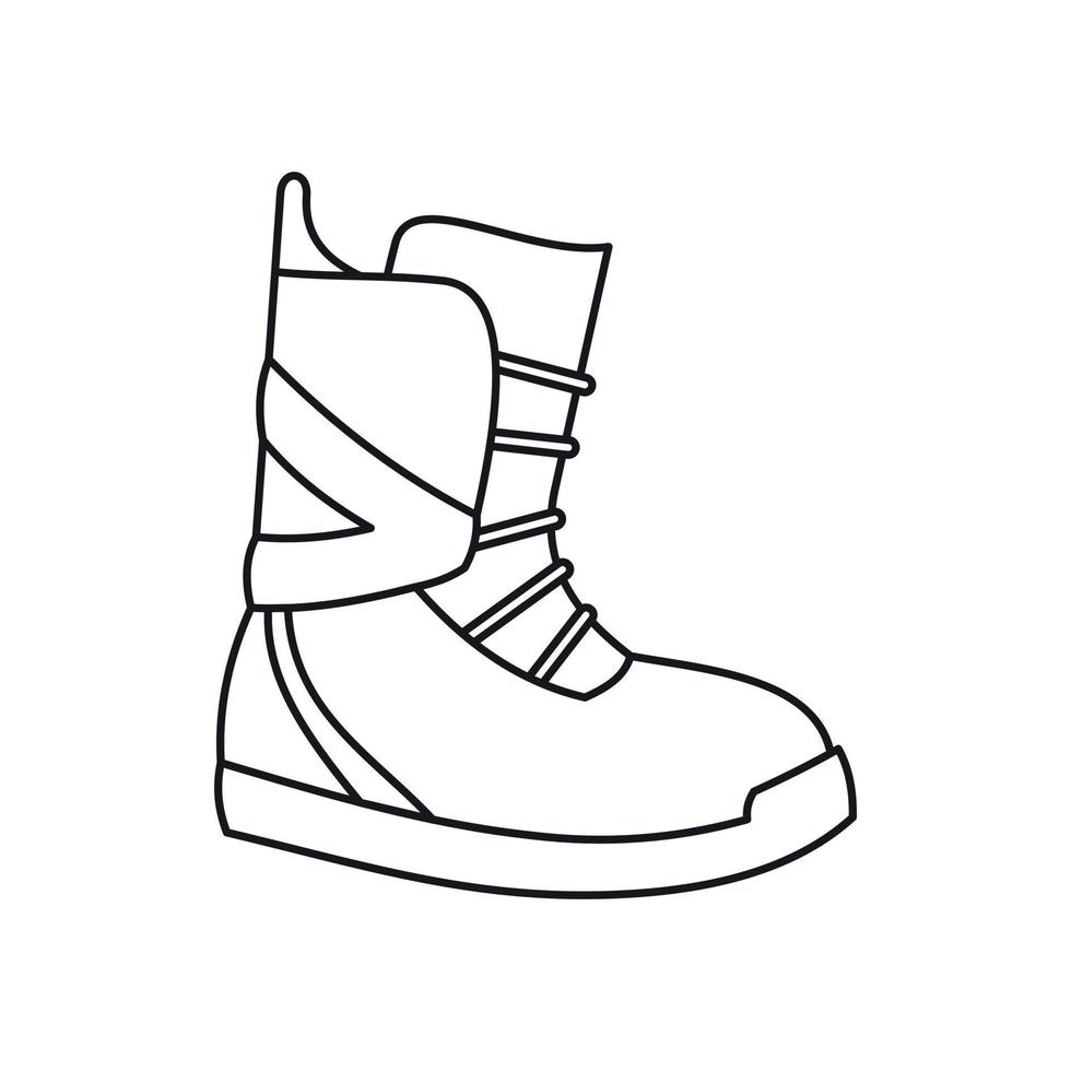 bota para icono de snowboard, estilo de contorno vector