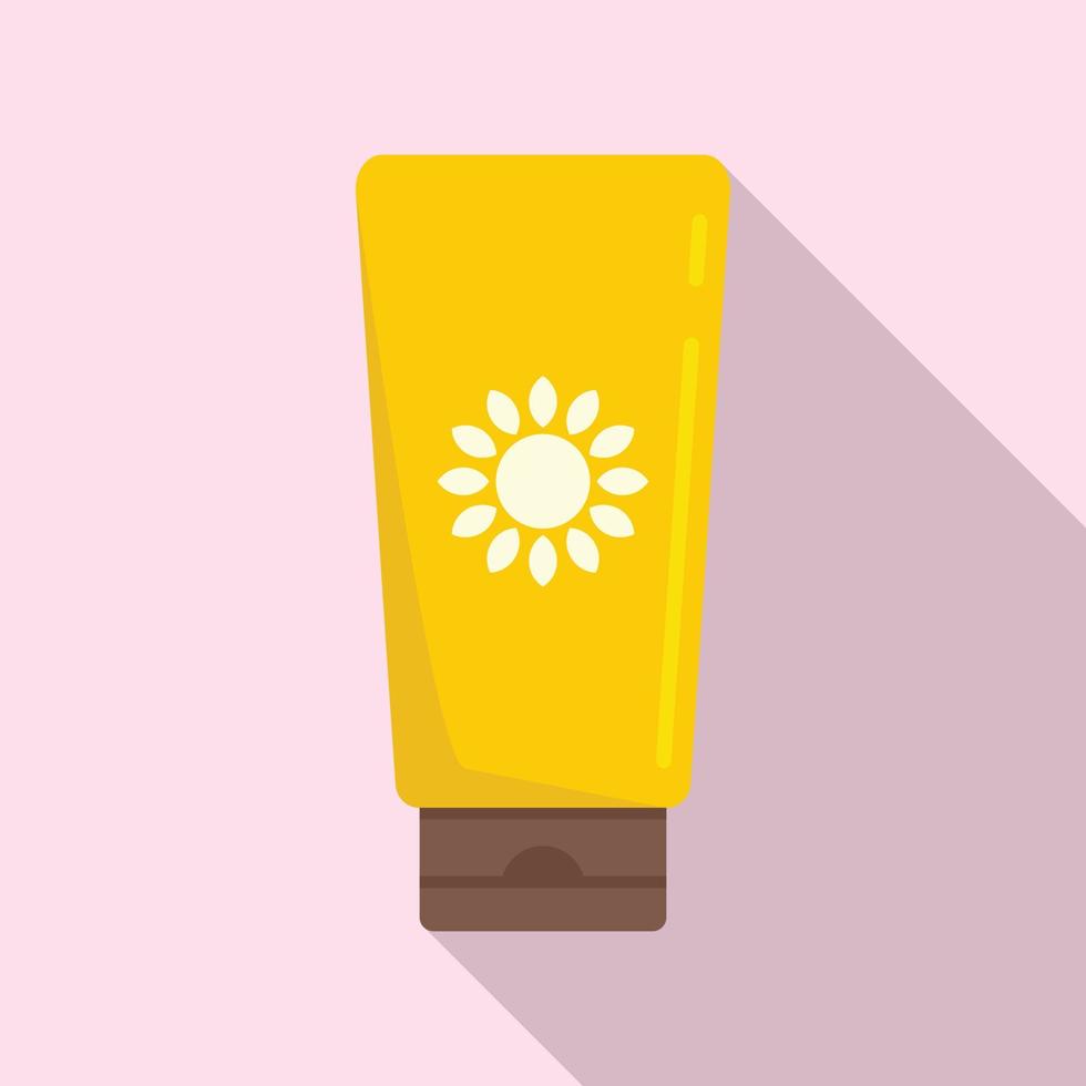 icono de crema de tubo de protección solar, estilo plano vector