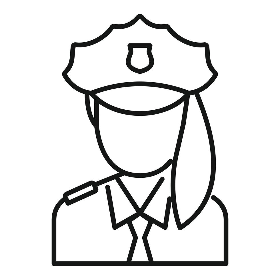 icono de borde de mujer policía, estilo de contorno vector