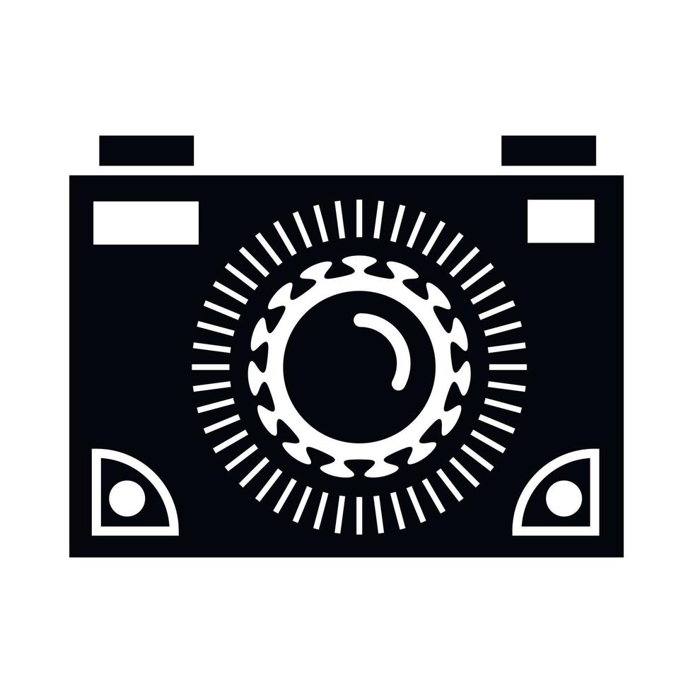 Black camera icon, simple style vector