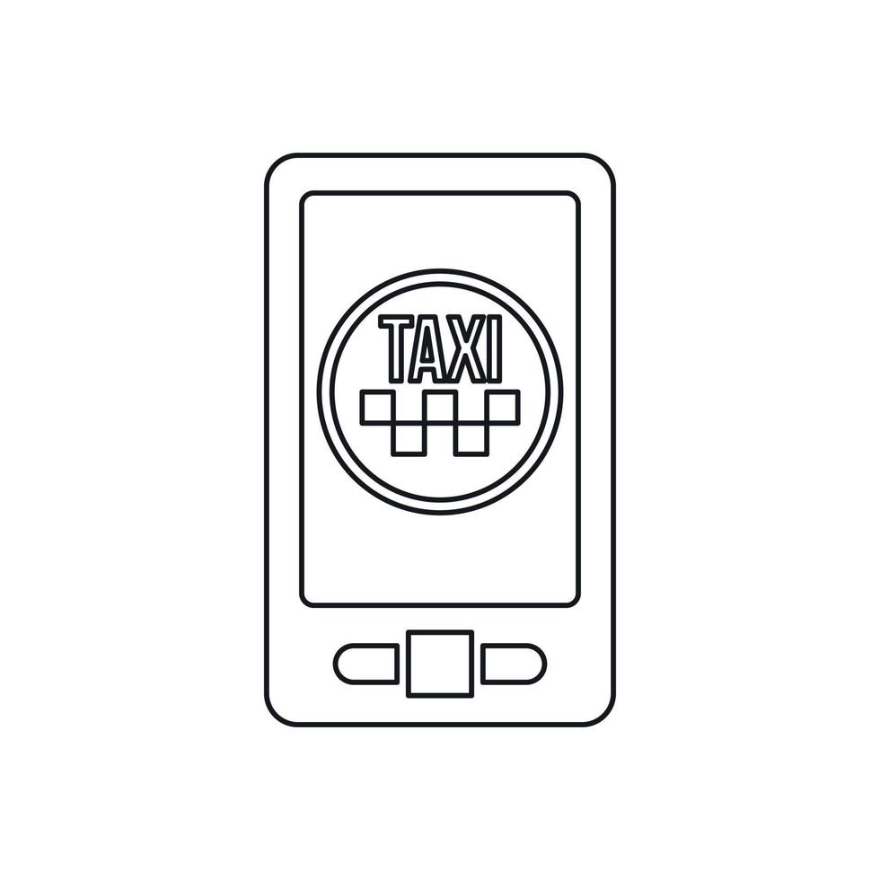 Taxi app in phone icon, outline style vector