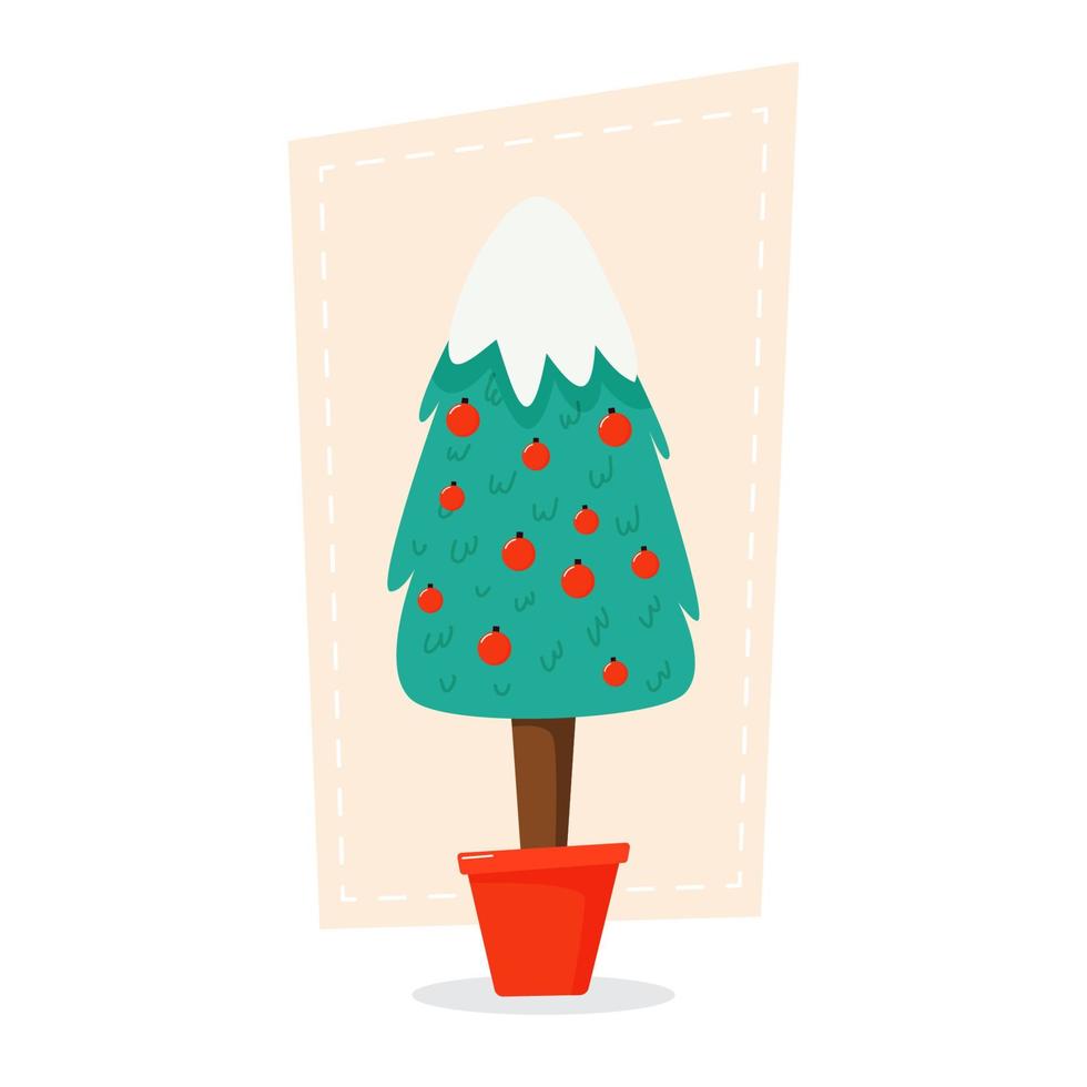 árbol de navidad con regalos sobre fondo azul. ilustración vectorial para postales, carteles, decoración. vector