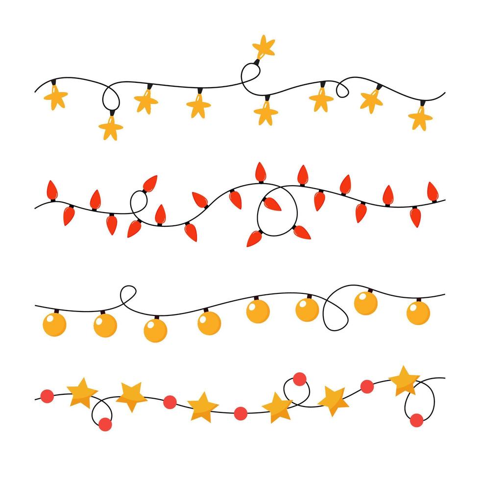 luces de Navidad. conjunto de guirnaldas de colores vector