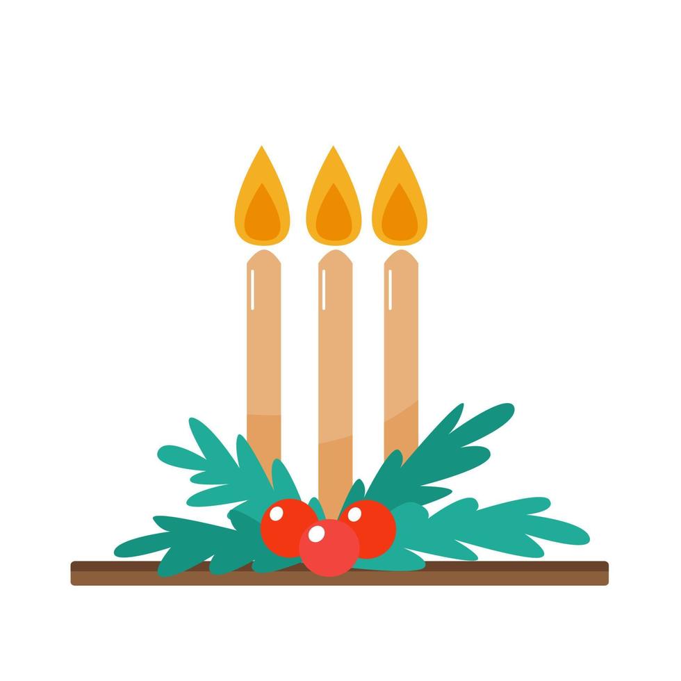 velas navideñas con decoración. ilustración vectorial en estilo de dibujos animados vector