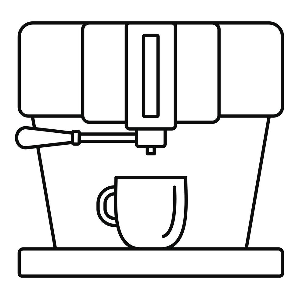 icono de máquina de café moderna, estilo de esquema vector