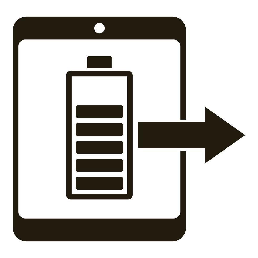 Tablet battery charging icon, simple style vector