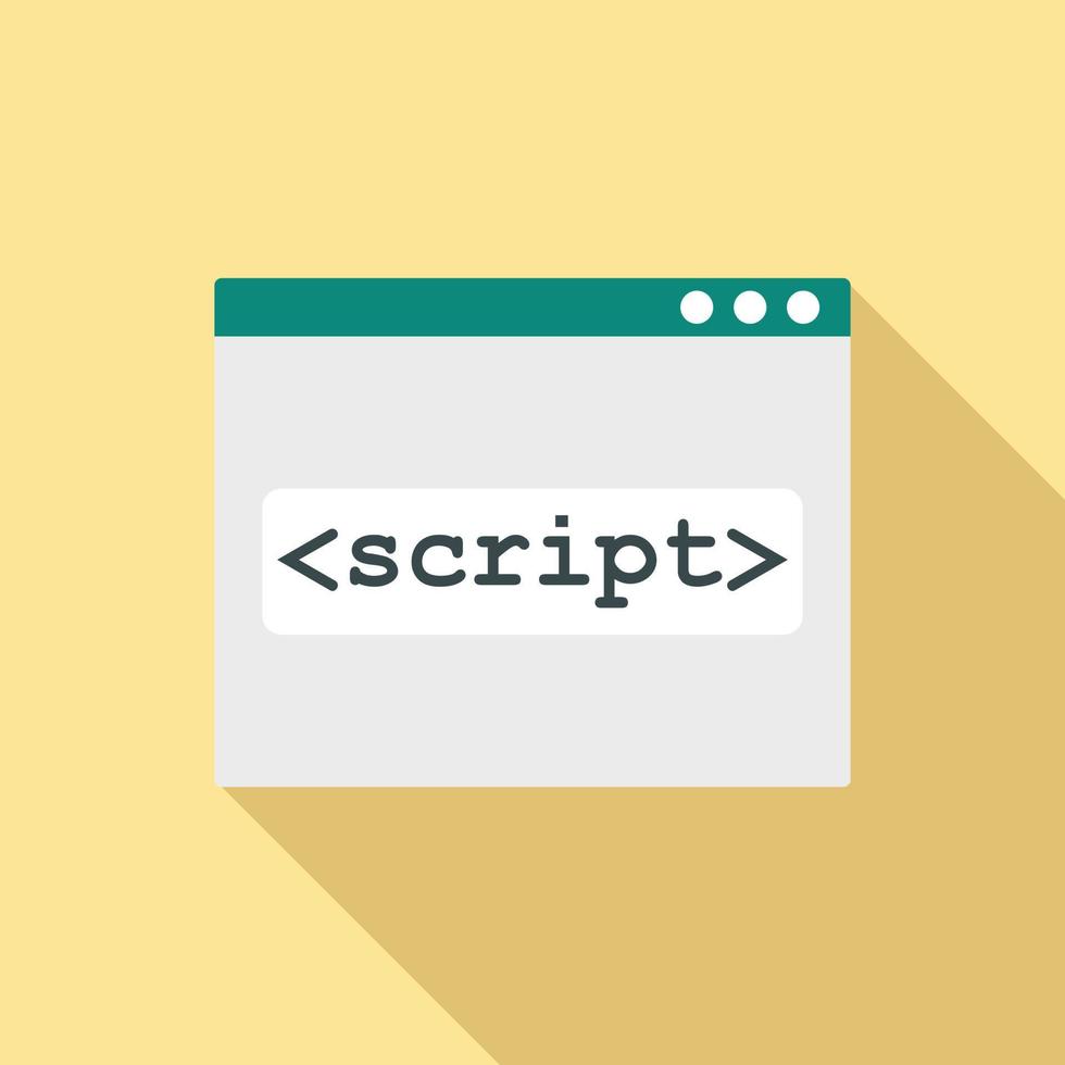 Script window icon, flat style vector