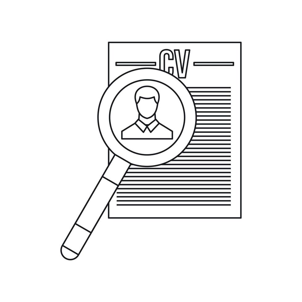 Magnifying glass over curriculum vita icon vector