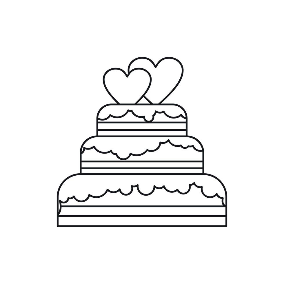 icono de pastel de bodas, estilo de esquema vector