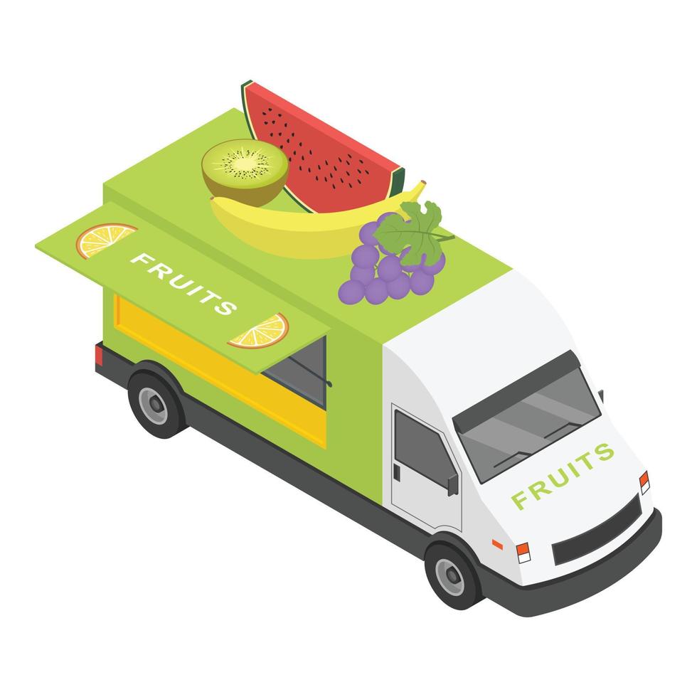 Fruits truck icon, isometric style vector