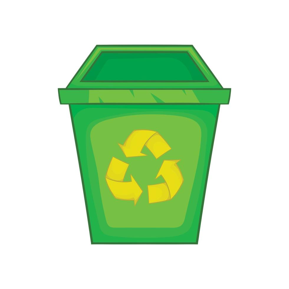 Eco dustbin icon, cartoon style vector