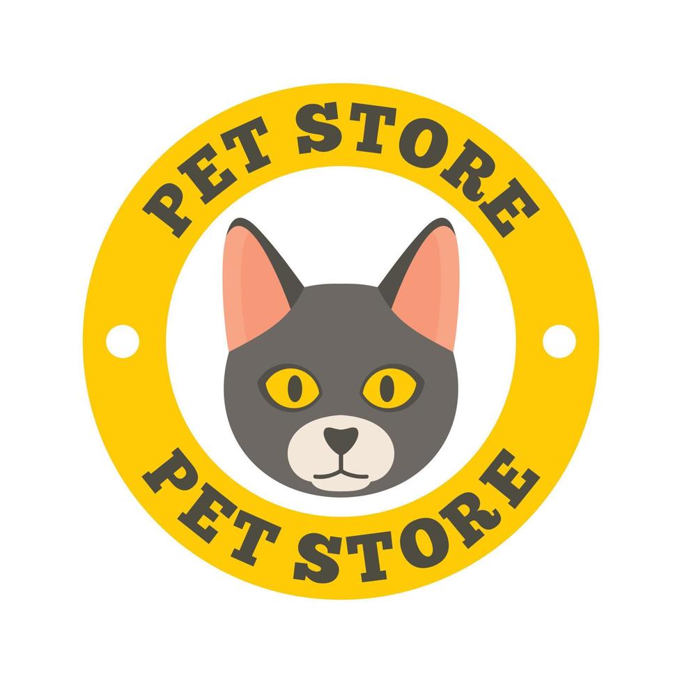 Cat pet store logo, flat style vector