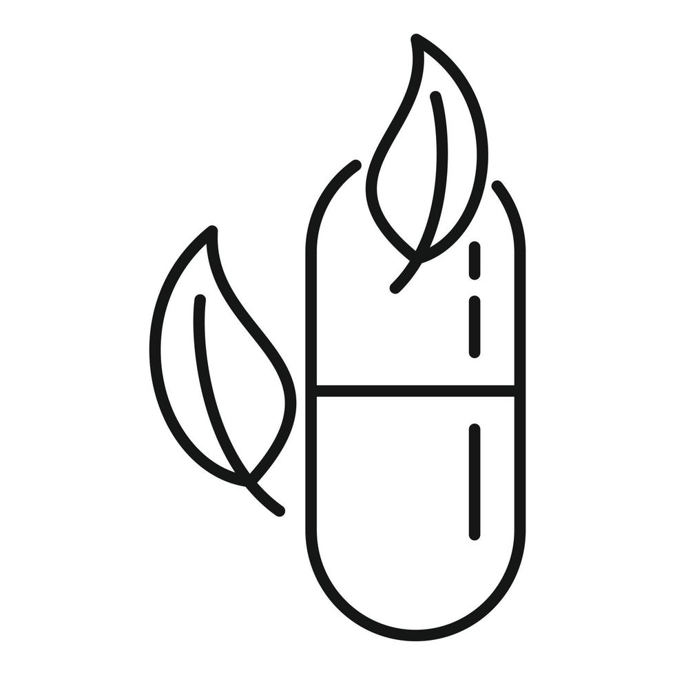 Herbal capsule icon, outline style vector