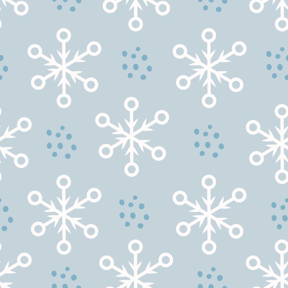 Doodle snowflakes blue seamless pattern vector