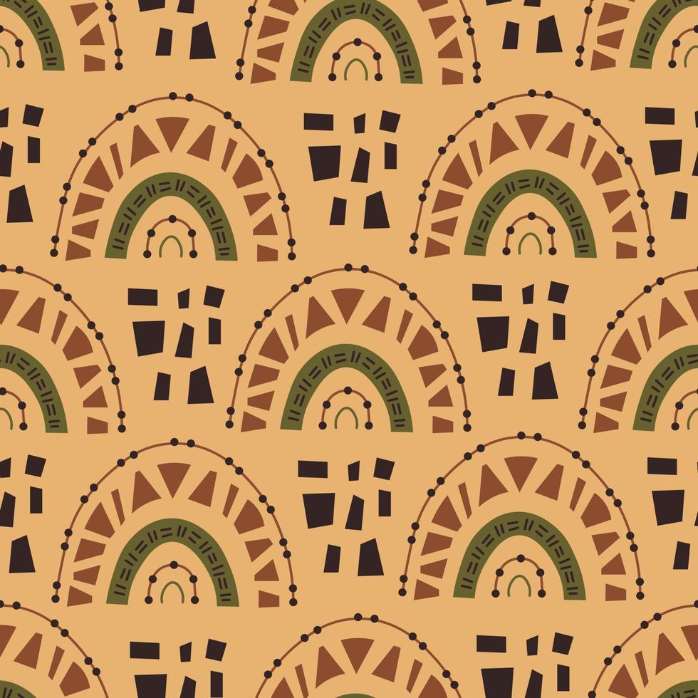 Vintage abstract seamless pattern with boho rainbows vector