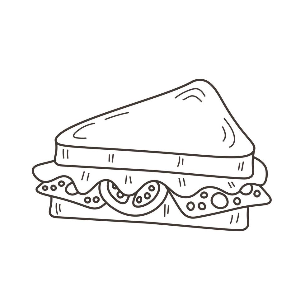 Ilustración de vector de comida de sándwich de garabato