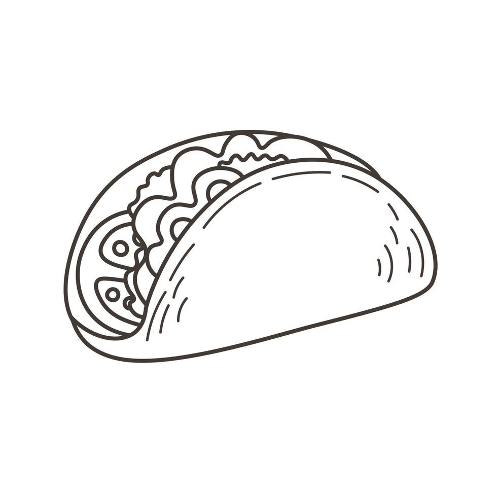 Taco doodle food vector illustration
