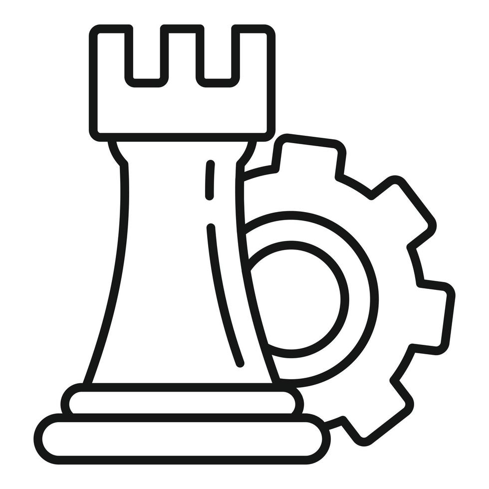 Gear logic icon, outline style vector