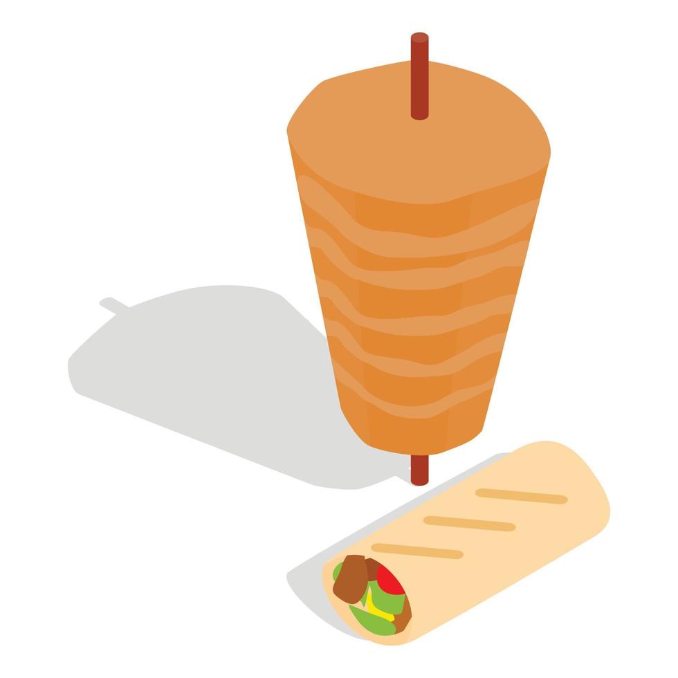 icono de doner kebab tradicional, estilo isométrico 3d vector