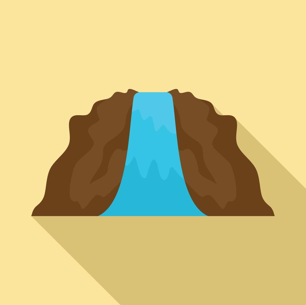 Lanscape waterfall icon, flat style vector