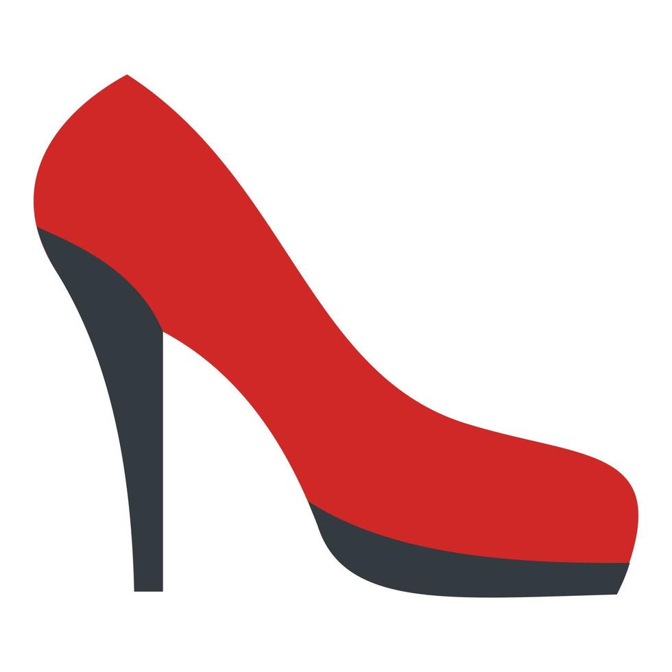Red black shoe icon, flat style vector