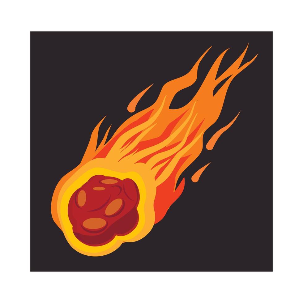 Falling meteorite icon, cartoon style vector