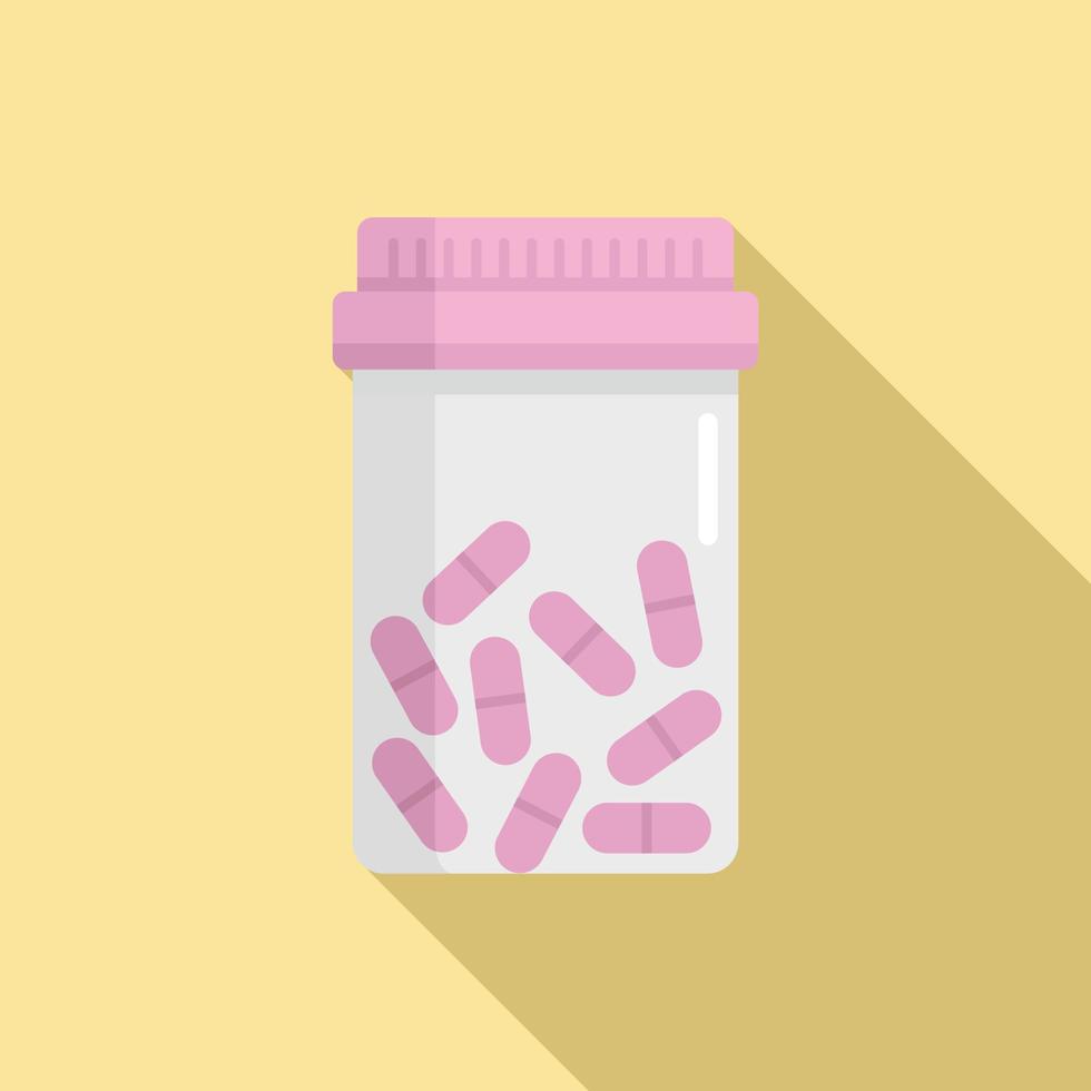 Antibiotic pill jar icon, flat style vector