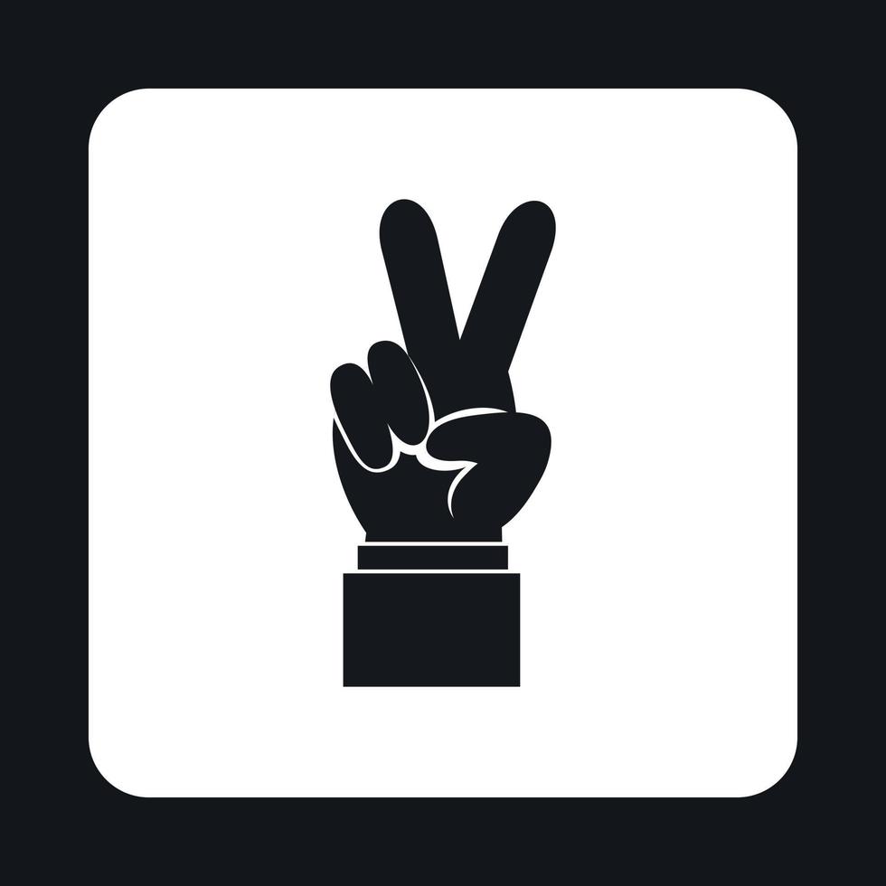 Hand with victory gesture icon, simple style vector