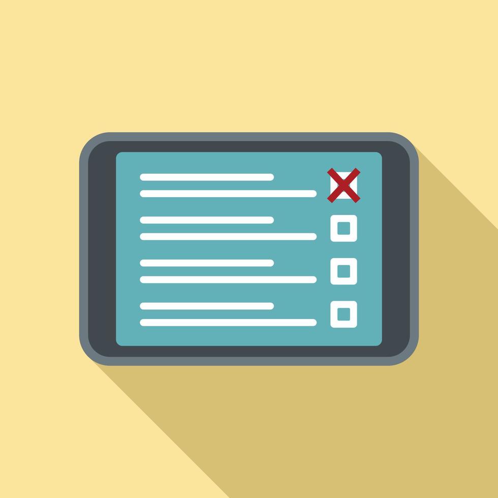 Tablet online survey icon, flat style vector