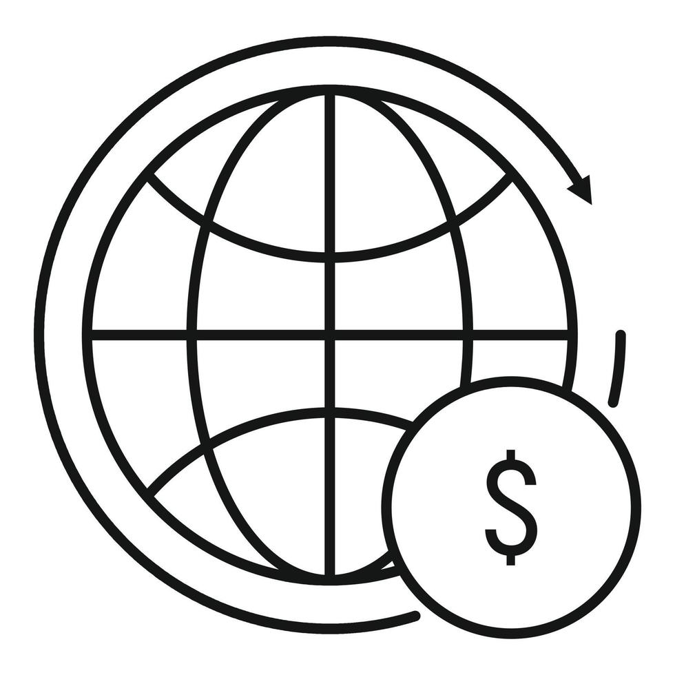 Global finance icon, outline style vector