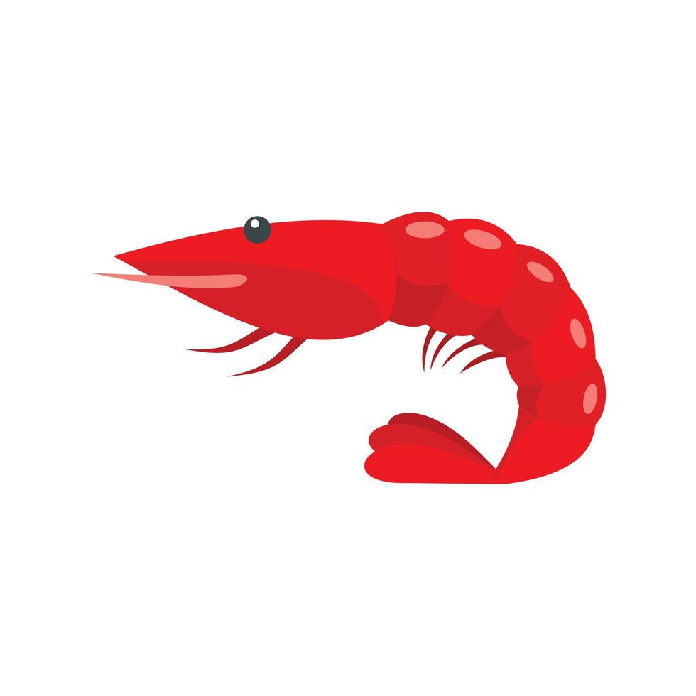 Red shrimp icon, flat style vector