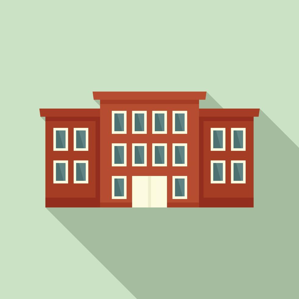 School building icon, flat style vector