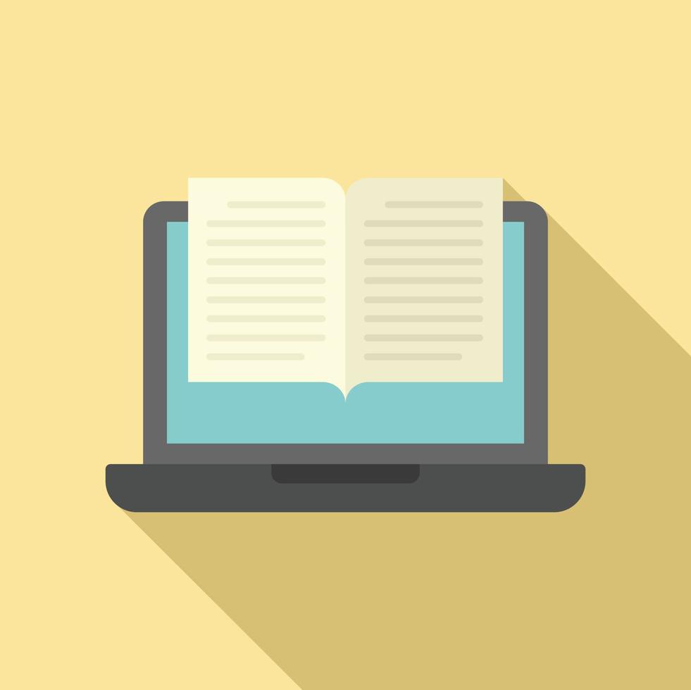 Laptop online book icon, flat style vector