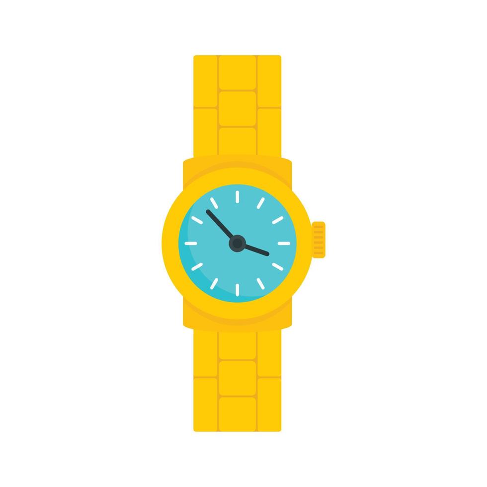 Gold watch icon, flat style vector