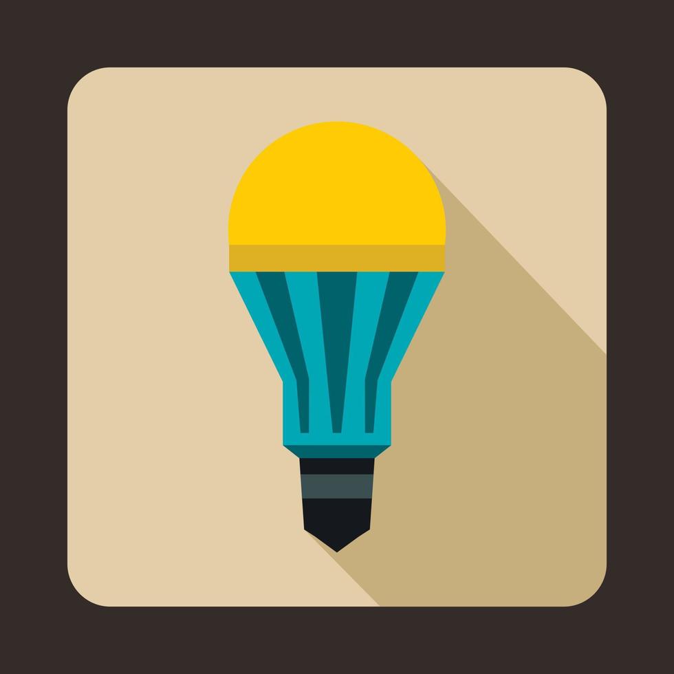 Yellow LED bulb icon, flat style vector