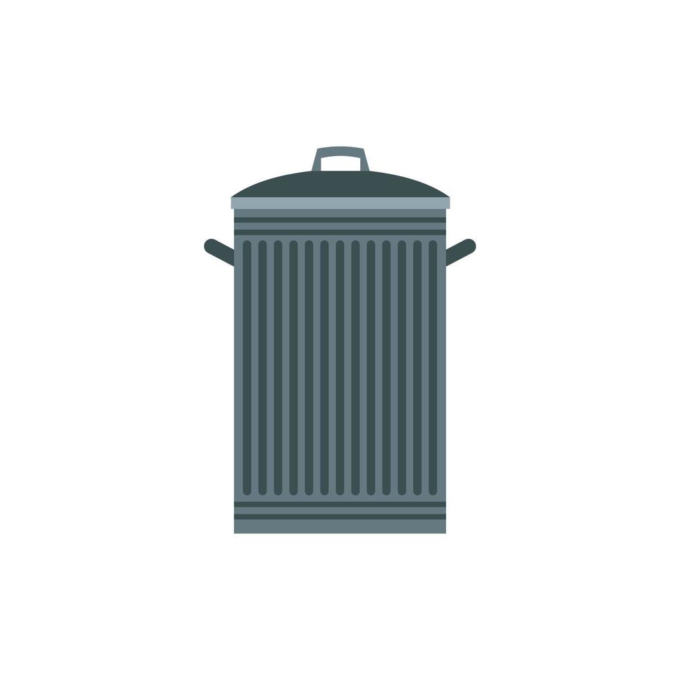 Trash can icon, flat style vector