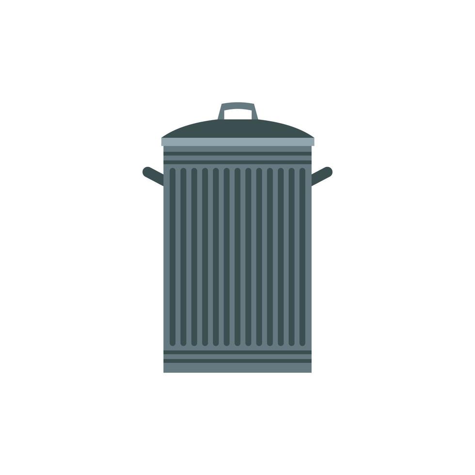 Trash can icon, flat style vector