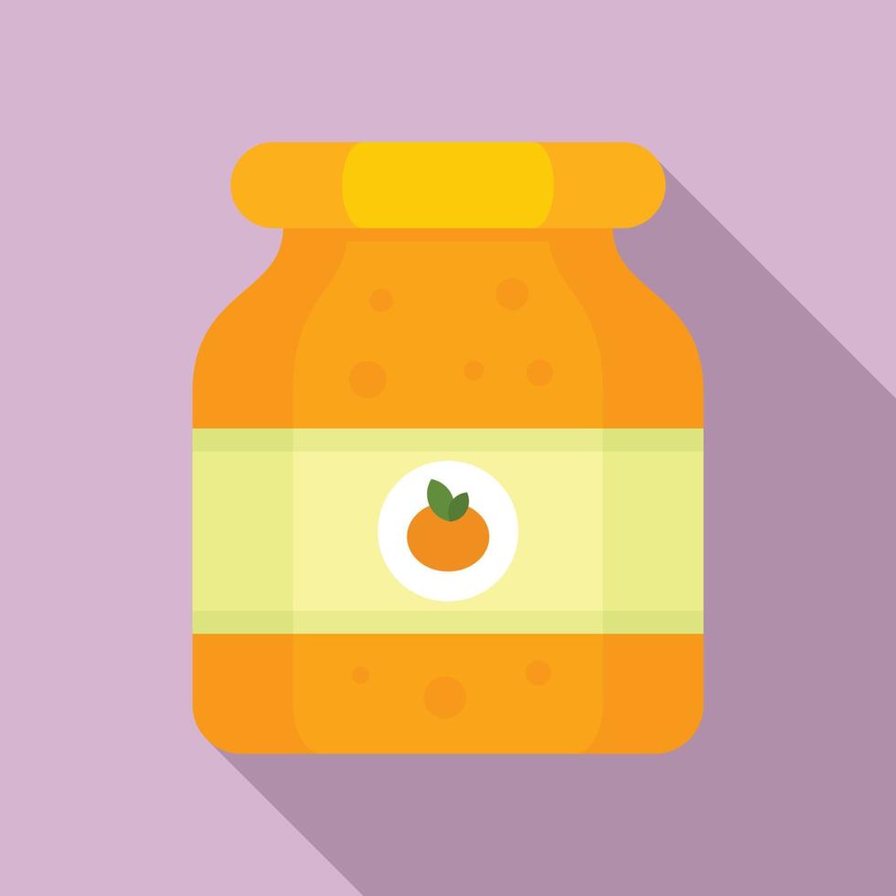 Orange jam jar icon, flat style vector
