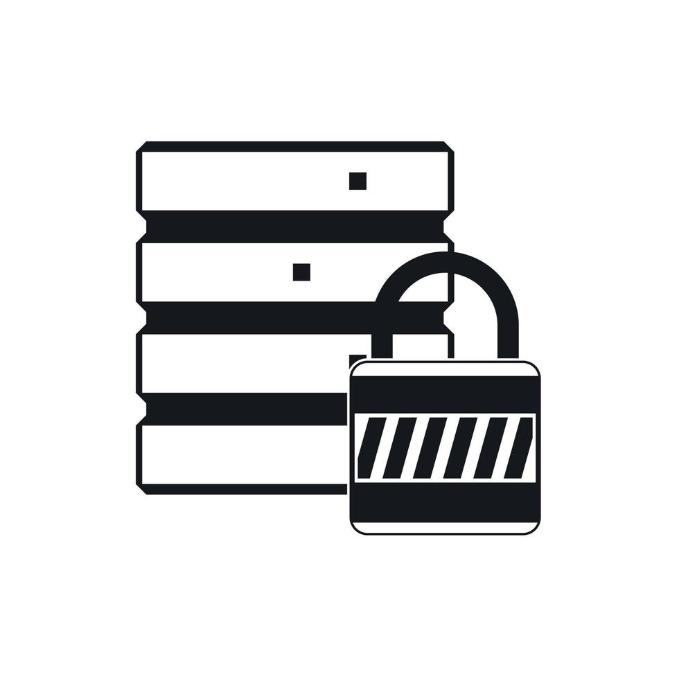 Database with padlock icon, simple style vector