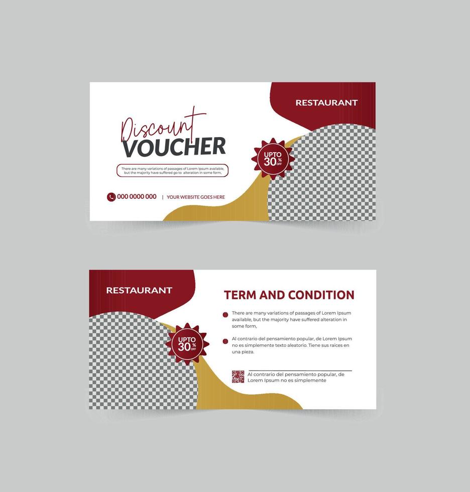 Food business gift voucher template discount voucher for food template vector