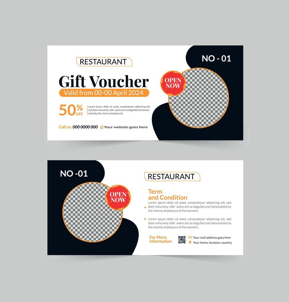 Food business gift voucher template discount voucher for food template vector